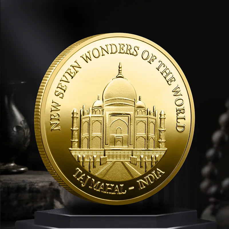 Set Di 7 Monete Placcate Oro E Argento Sette Meraviglie Del Mondo Collezione Commemorativa Viaggi