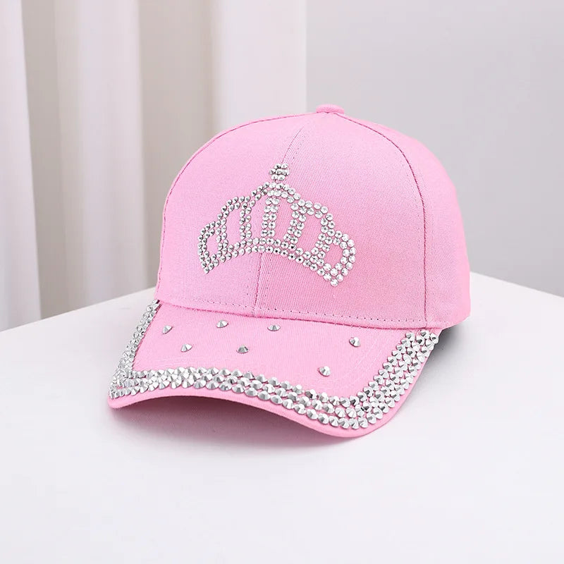 Berretto Da Baseball Parasole Unisex In Cotone Con Corona Diamanti Estivo Casual Moda Uomo Donna
