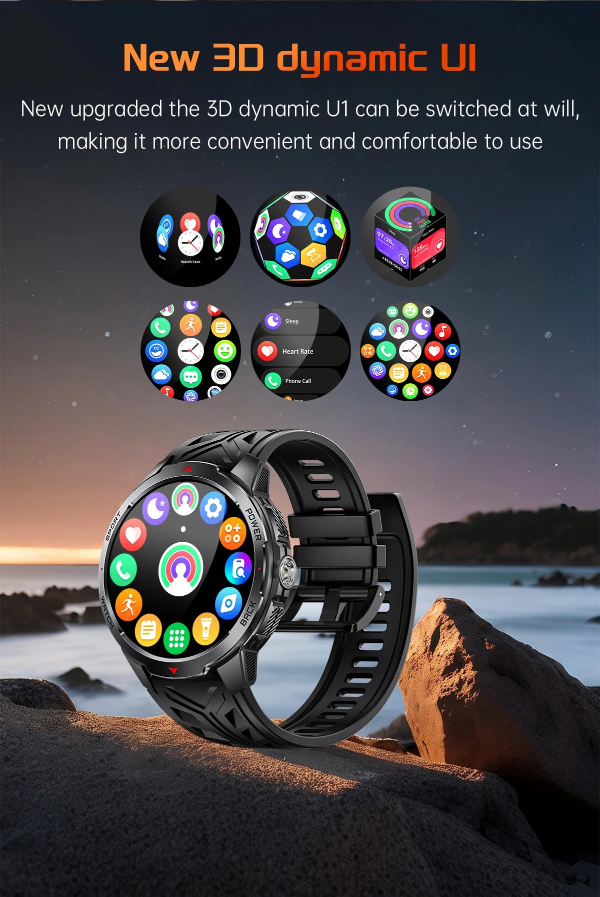 LIGE Smartwatch Da Uomo Bluetooth Chiamata Impermeabile 3ATM Batteria 1100mAh Bussola Esterna Per Sport Fitness