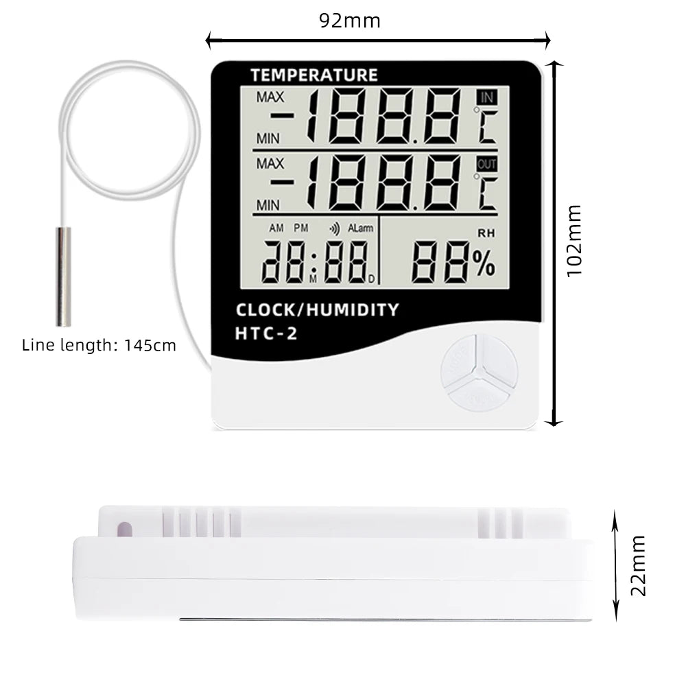 Stazione Meteorologica Digitale Interni Esterni Umidità Temperatura LCD Orologio HTC 2 HTC 1