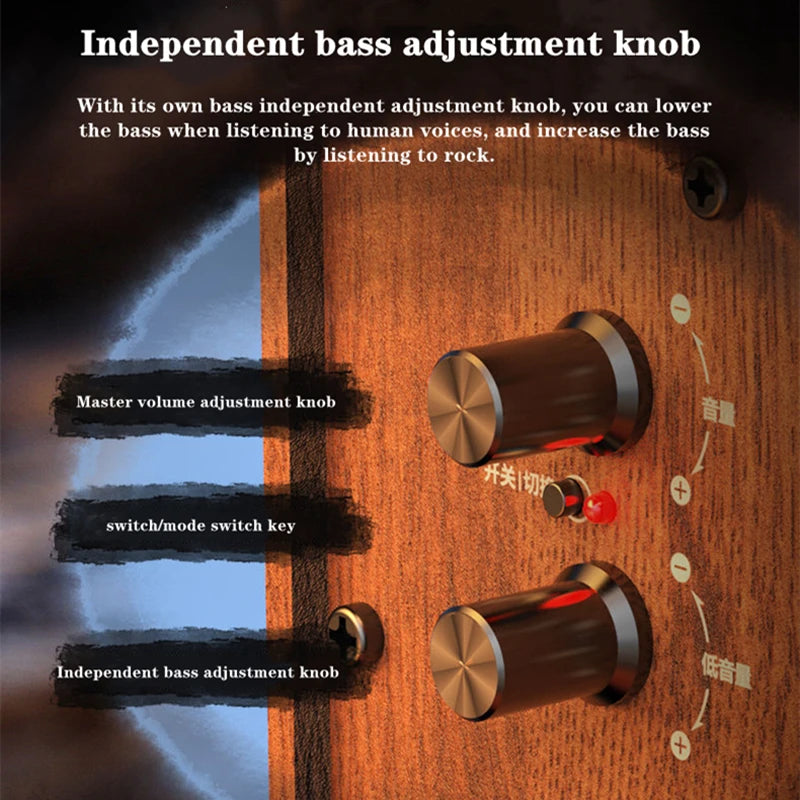 Altoparlante Bluetooth 2.1 Da Tavolo In Legno Con Subwoofer Per PC Notebook Ufficio Casa Suono Pieno