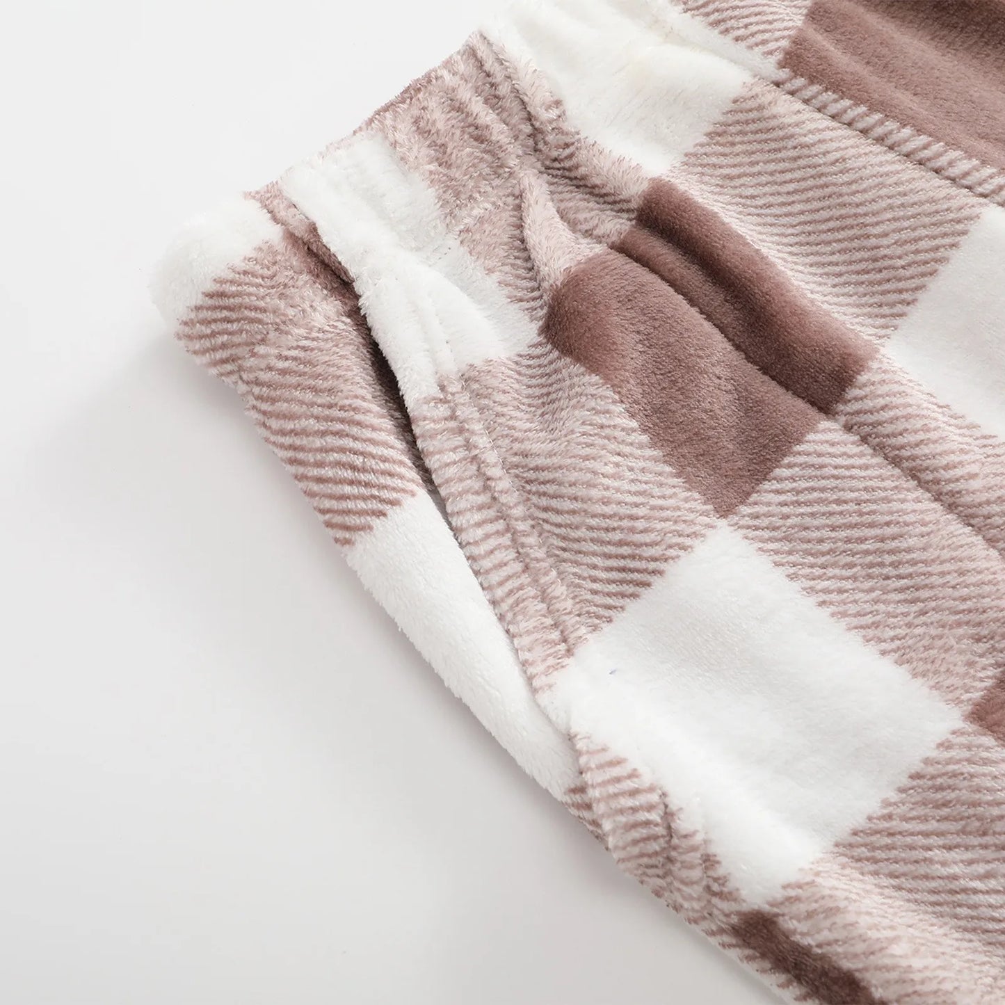 Pantaloni Del Pigiama Da Donna Con Vita Elastica E Scozzesi In Pile Morbidi Con Tasche Peluche