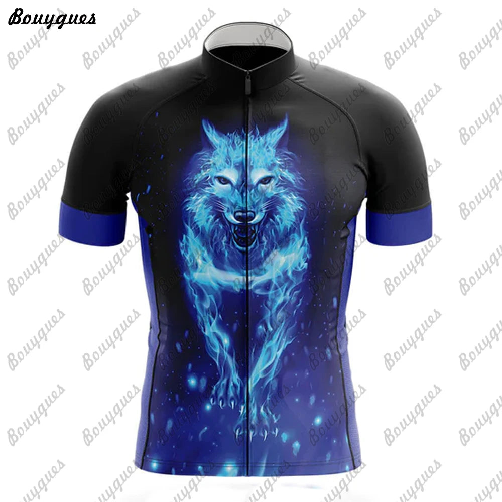 Maglia Ciclismo Uomo Wolf Pro Team MTB Downhill Alta Qualita Tricot Traspirante Con Tasche E Asciugatura Rapida