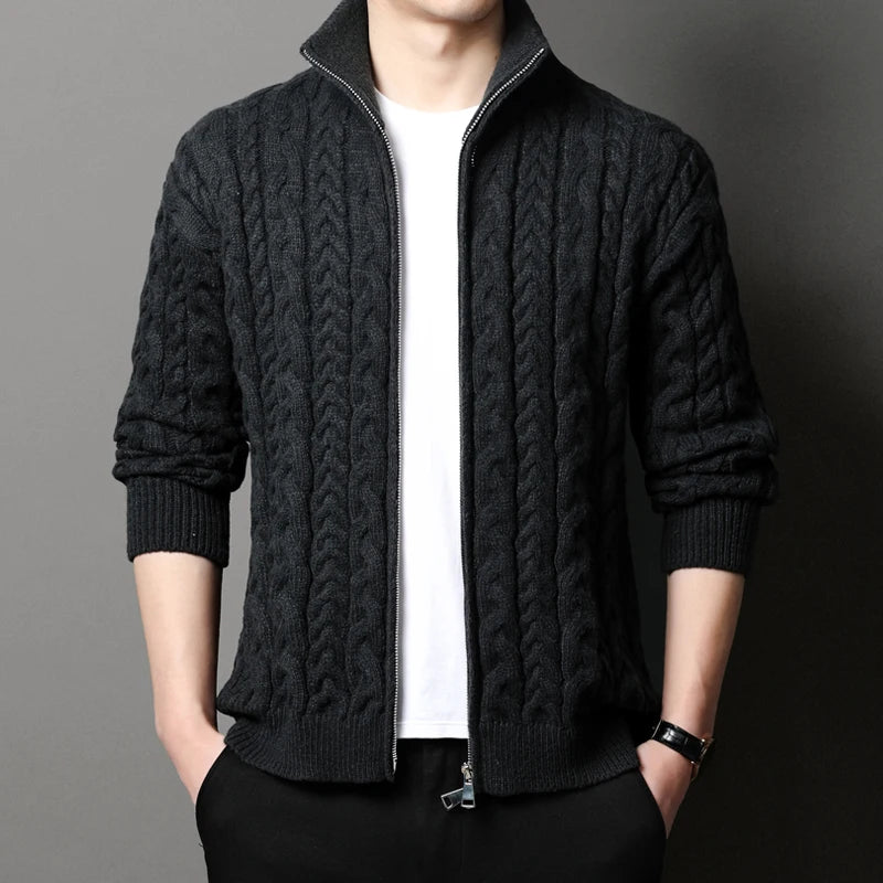 Cardigan Invernale Da Uomo Spesso E Caldo Con Zip Frontale E Collo Mandarino Moda Uomo Di Marca 2022