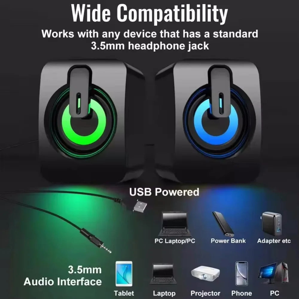 Acehe Altoparlanti PC HiFi Stereo USB Con Microfono Integrato E LED RGB Per Gaming Desktop Premium