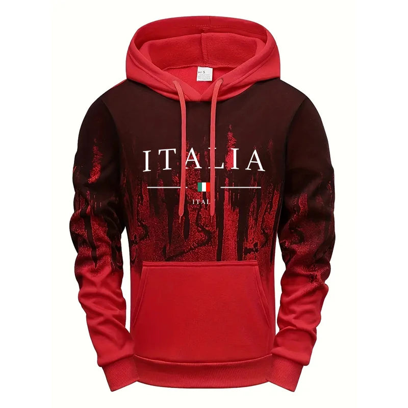 Felpa Con Cappuccio Da Uomo Stampata In Italia Athleisure Autunno Inverno Maniche Lunghe Alta Qualità 2025