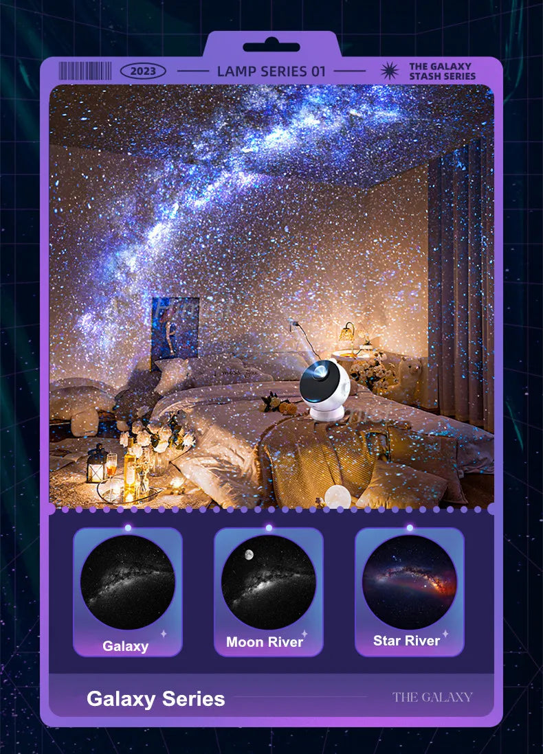 Meteor Dinamico 12 in 1 Lampada Proiettore Galaxy Ultra Trasparente Rotante con Lettore Musicale Regalo per Bambini