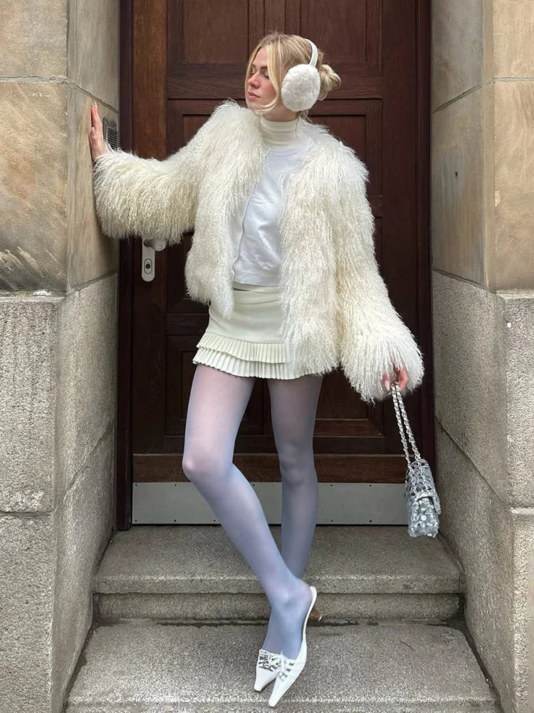 TARUXY Cappotto Di Pelliccia Sintetica Donna Inverno 2025 Caldo Design Lusso Street Style Giacca Breve