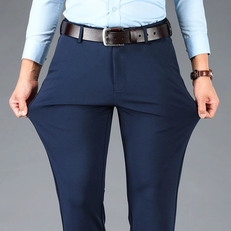 Pantaloni Da Uomo Eleganti Dritti Largi Elasticizzati Per Lavoro Casual Grandi Dimensioni Primavera Autunno
