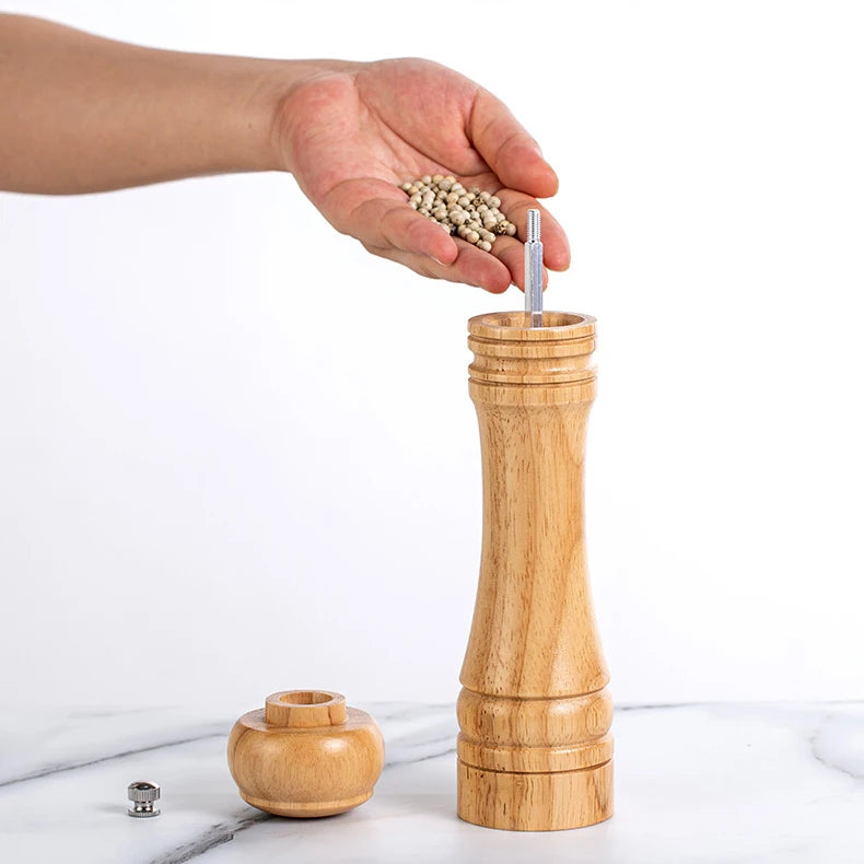 Macinapepe e Sale in Legno Massello da 5 8 10 Pollici Macinacaffè Per Spezie Con Nucleo Ceramico Regolabile