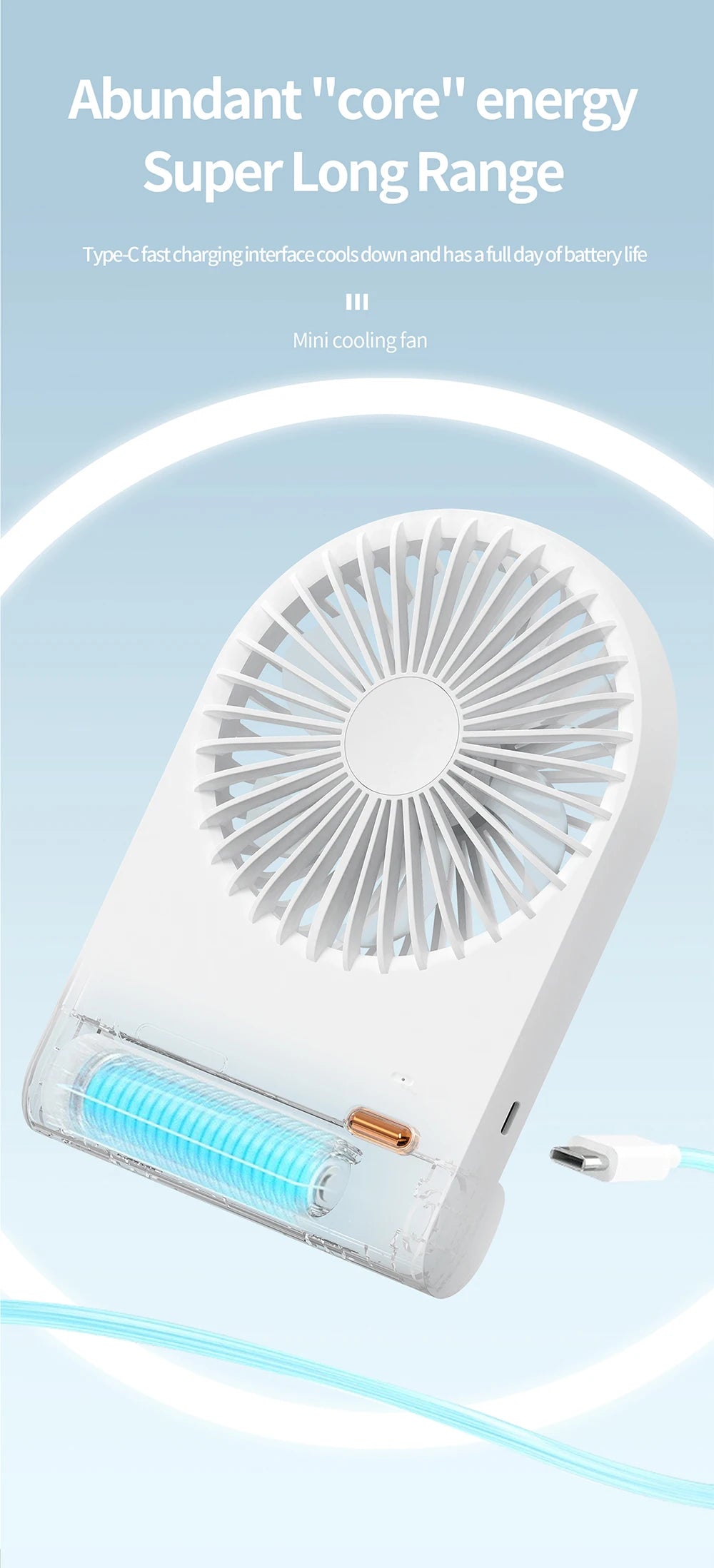 Ventilatore USB Portatile Ricaricabile per Studenti Dormitorio Pratico Compatto Efficiente