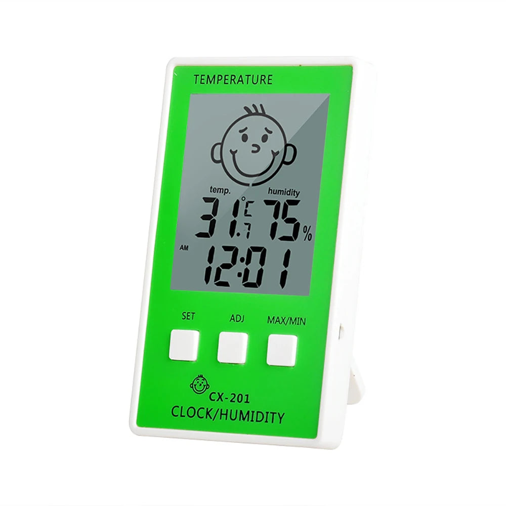 CX 201 Termometro Digitale 3 In 1 Igrometro Orologio Elettronico Interno Monitor Umidità