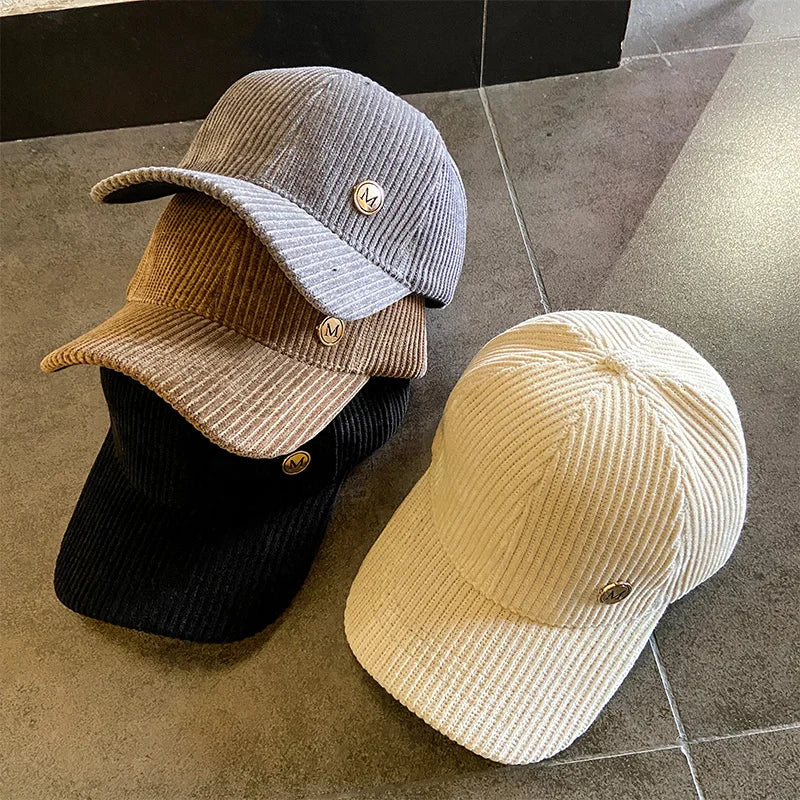 Berretto Da Baseball In Velluto A Coste Regolabile Unisex Snapback Autunno Inverno Con Protezione Solare