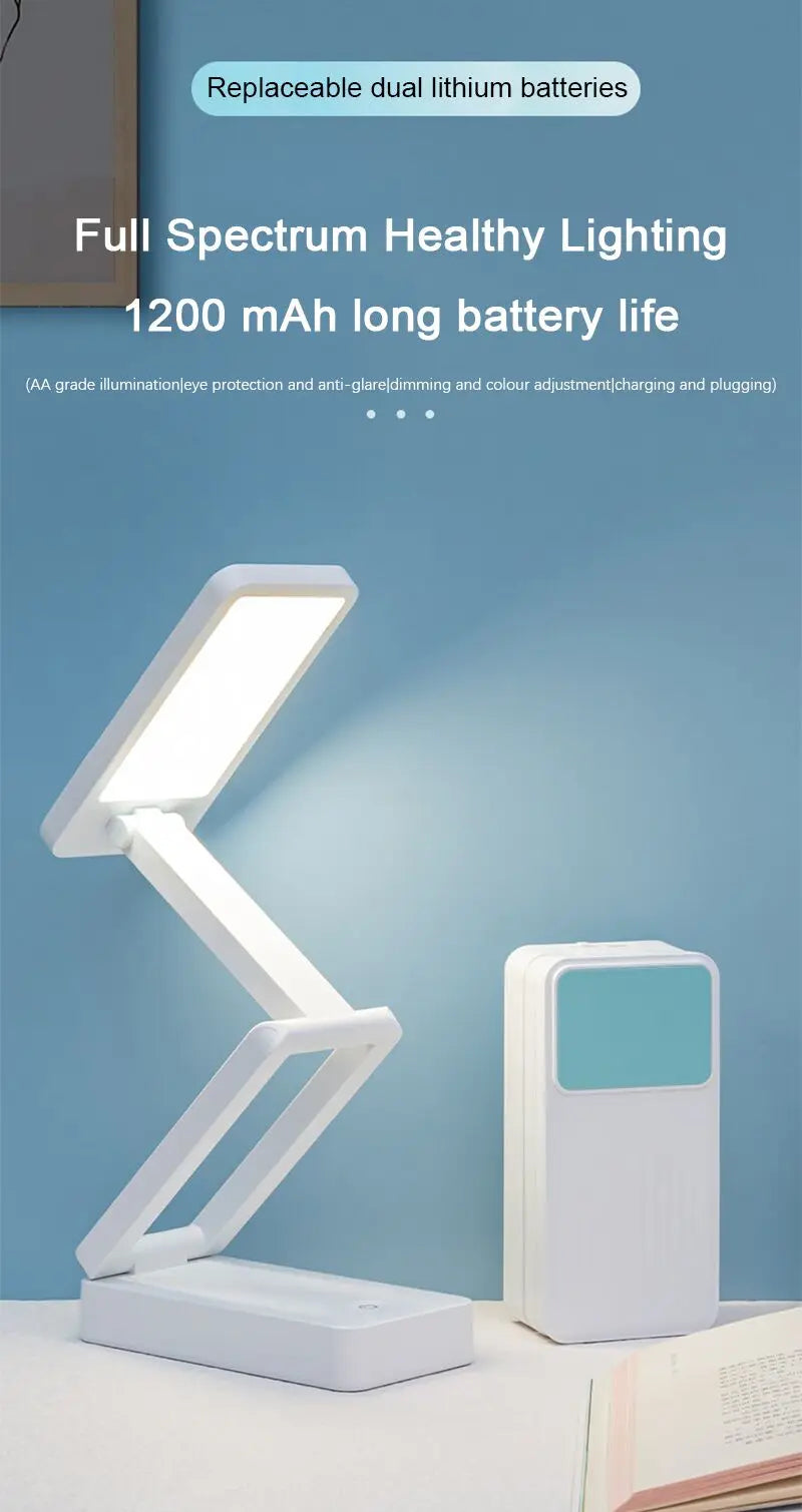 Lampada Da Scrivania LED Pieghevole Con Batteria Ricaricabile Protezione Degli Occhi Per Portatile Grandi Dimensioni
