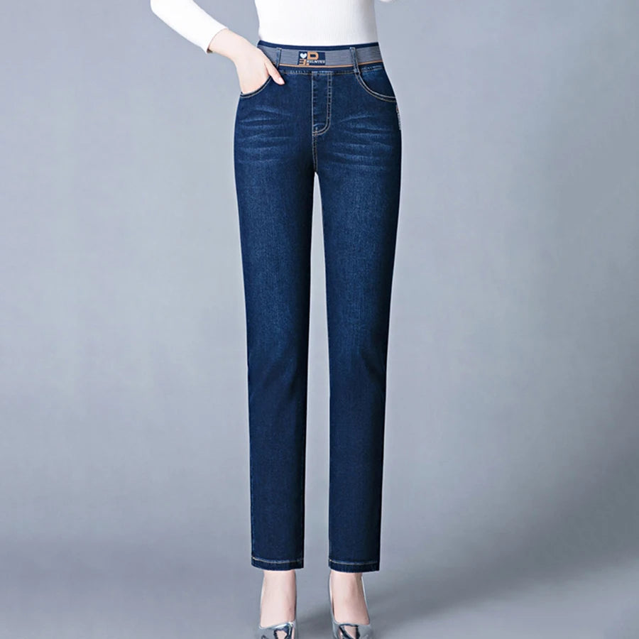Jeans Da Donna Vita Alta Elastico Skinny Denim Retro Stretch Taglia 36 In Stile Coreano Elegante