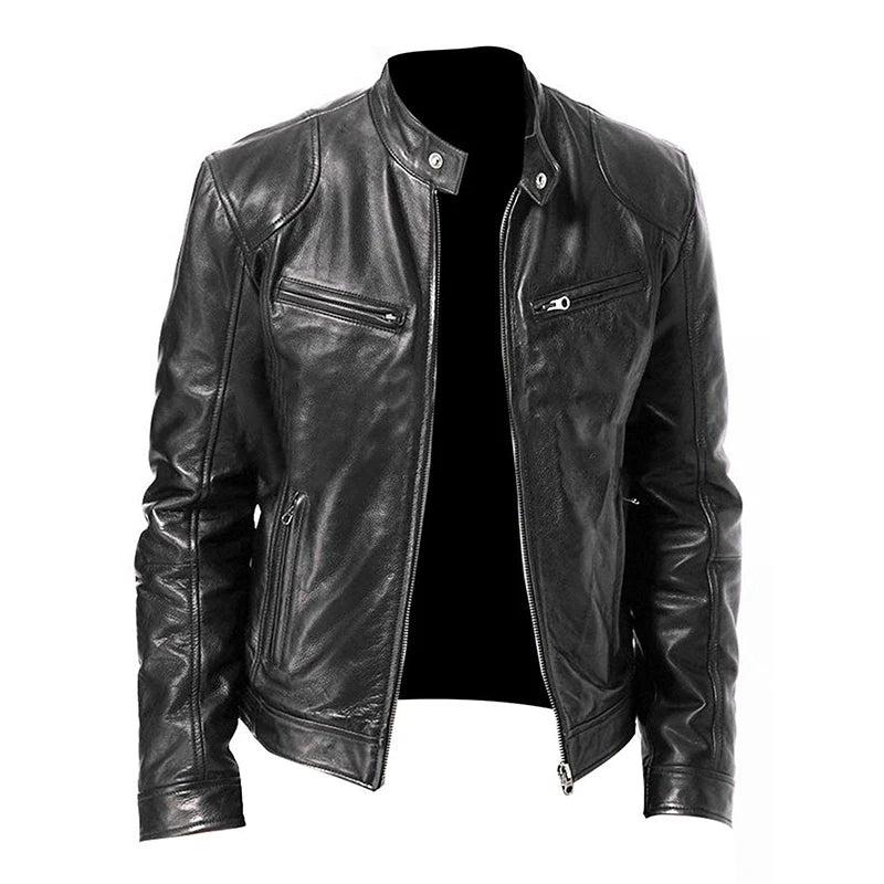 Giacche Da Moto 2024 Uomo Slim Fit In PU Pelle Sintetica Antivento Autunno Moda Casual Con Bavero