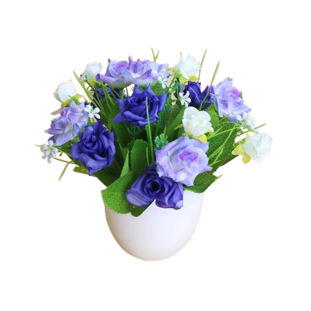 Rosa Artificiale In Vaso Plastica Multicolore Piante Finte Ornamentali Per Interni Ed Esterni Decorazione Giardino