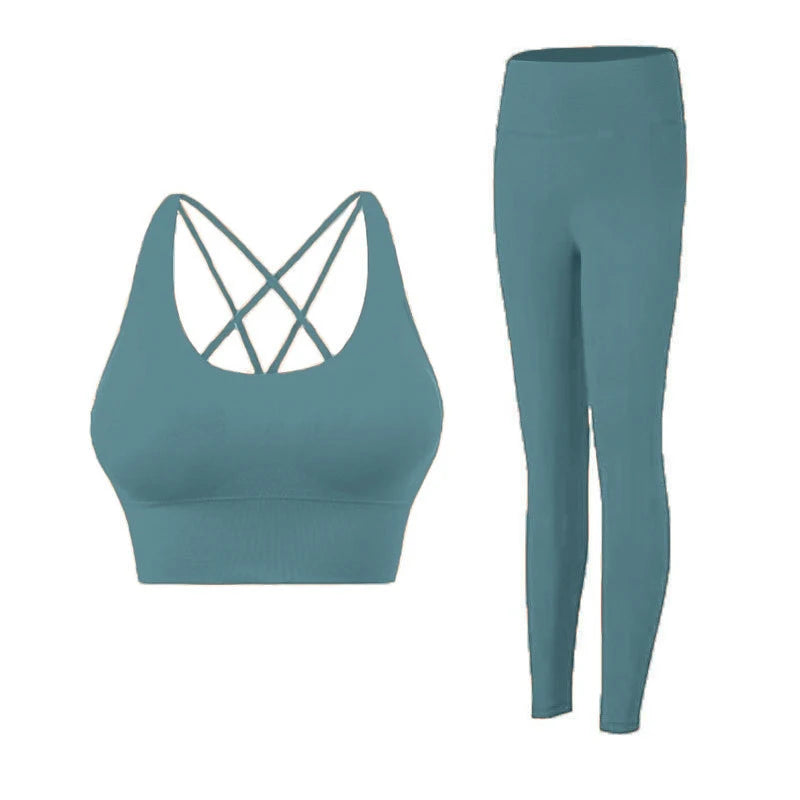 Tuta Da Yoga Due Pezzi Da Donna Abbigliamento Sportivo Per Pilates E Fitness Leggings Reggiseno Sportivo Traspirante