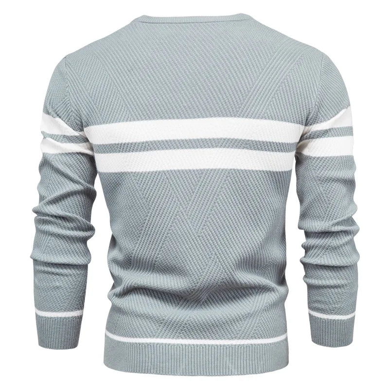Pullover Maglione Da Uomo O Collo Patchwork Manica Lunga Caldo Sottile Abbigliamento Uomo Moda Casual Autunno