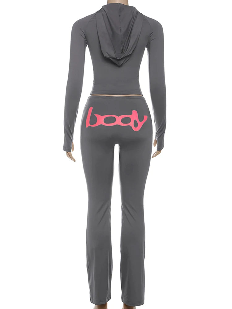Tuta Due Pezzi Da Donna Con Giacca Cappuccio E Leggings Abbinati Slim Fit Streetwear Sportivo