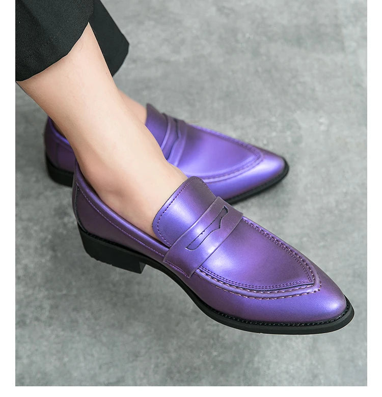Scarpe Da Uomo In Pelle Oxford Verdi E Viola Scarpe Da Lavoro Classiche Mocassini Casual Eleganti
