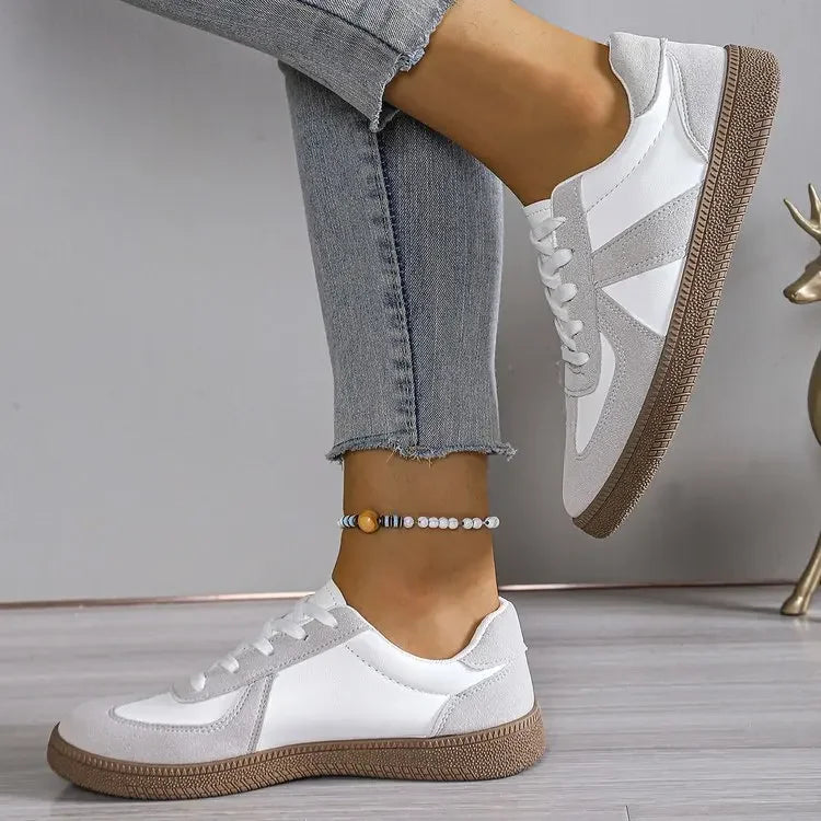 Scarpe Sportive Da Donna Vulcanizzate Piatte Stringate Colori Misti Moda Autunno 2025 Comode Casual