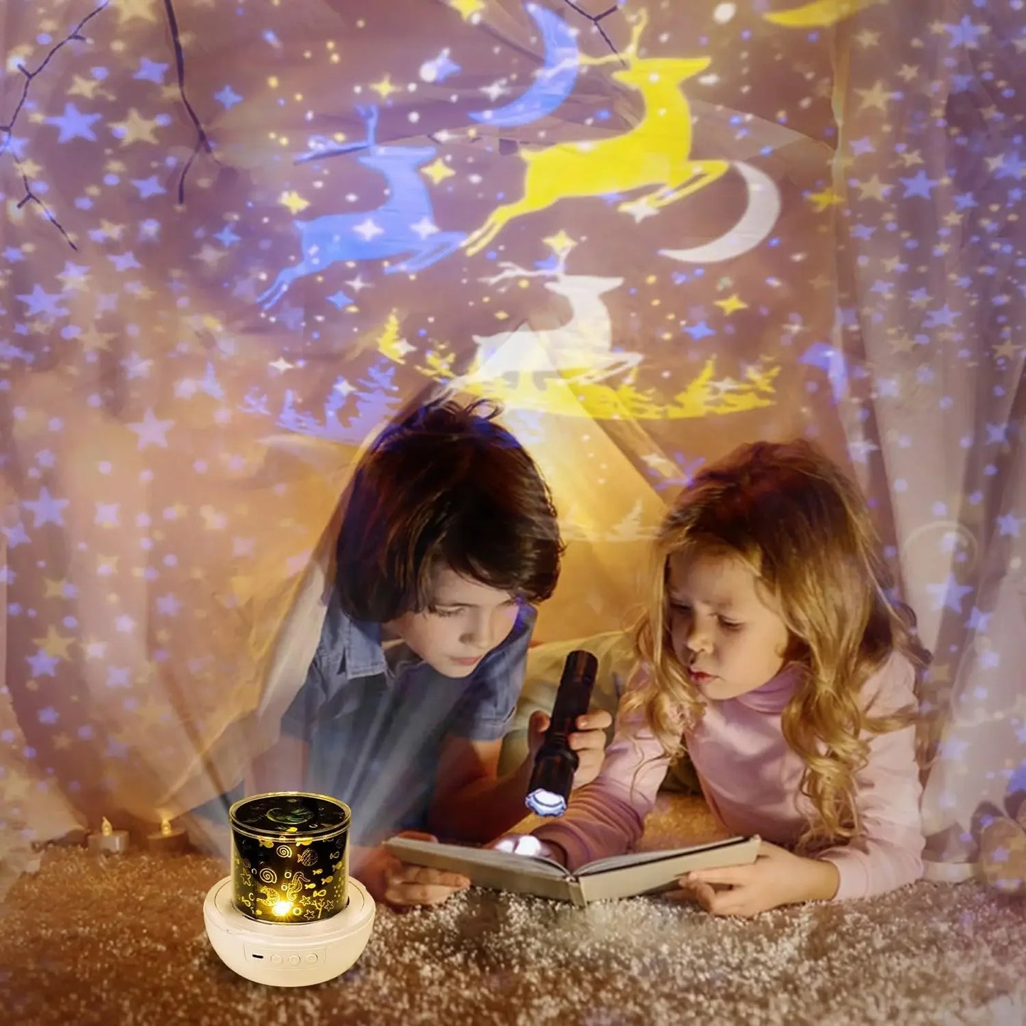Proiettore Notturno A LED A Stelle Con Proiezione Oceanica E 15 Pellicole Regalo Di Natale Per Bambini