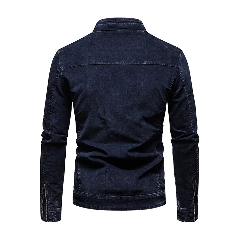 Giacche Di Jeans Da Uomo Slim Fit Primavera Autunno Retrò Capispalla Moda Denim Colletto Coreano Con Cerniera Di Marca