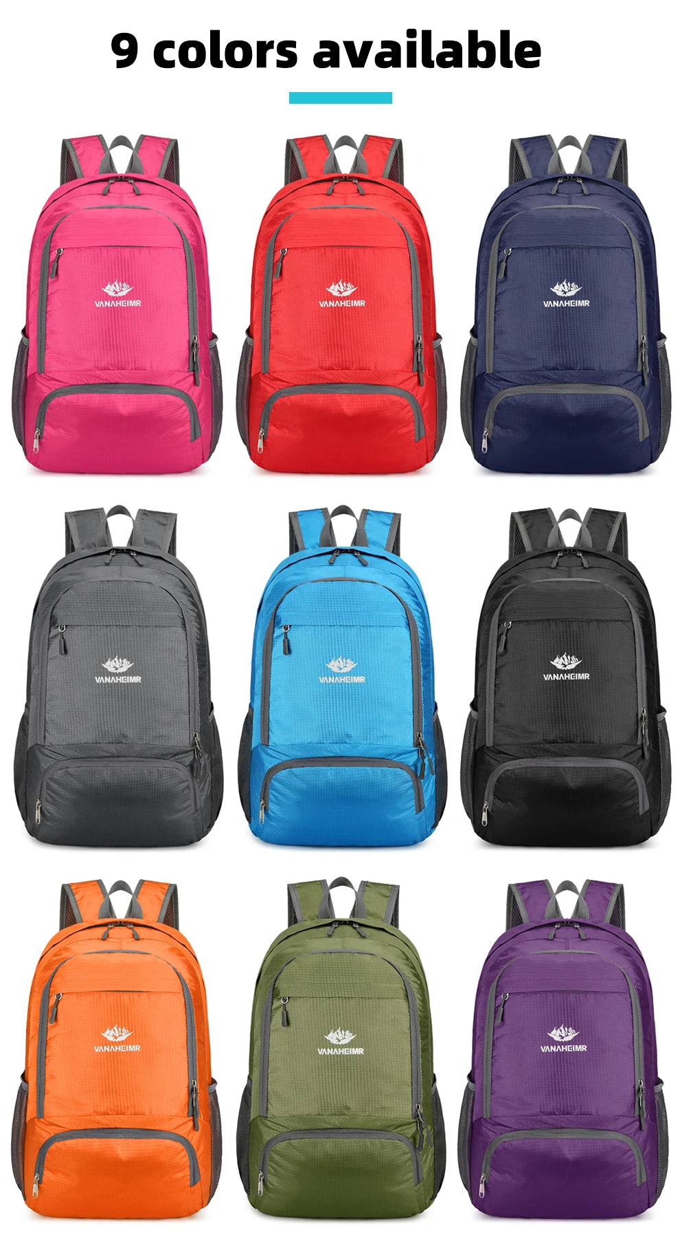 Zaino Pieghevole Da 23 Litri Ultraleggero Esterno Zaino Da Trekking Daypack Capienza Elevata Tessuto Idrorepellente