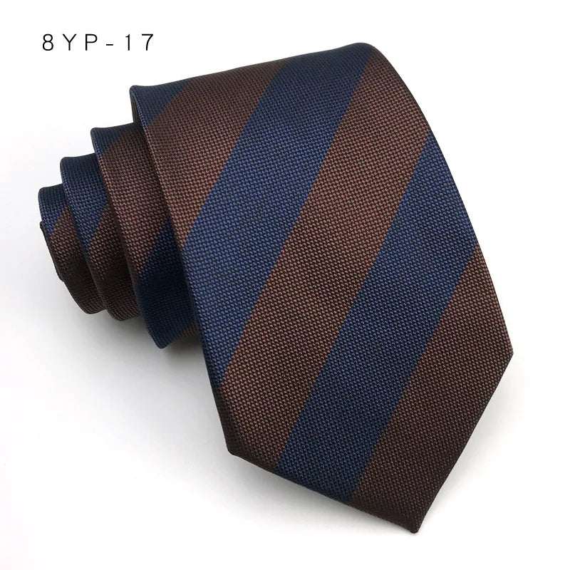 Cravatta Da Uomo 8 Cm In Poliestere Jacquard A Righe Classica Per Matrimonio E Affari Ascot YISHLINE