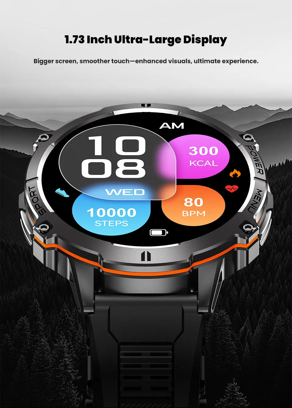 Orologio Intelligente Da Esterno T Rex 3 Militare GPS Impermeabile 5ATM Batteria 1000mAh Chiamate HD 170 Modalità Sport