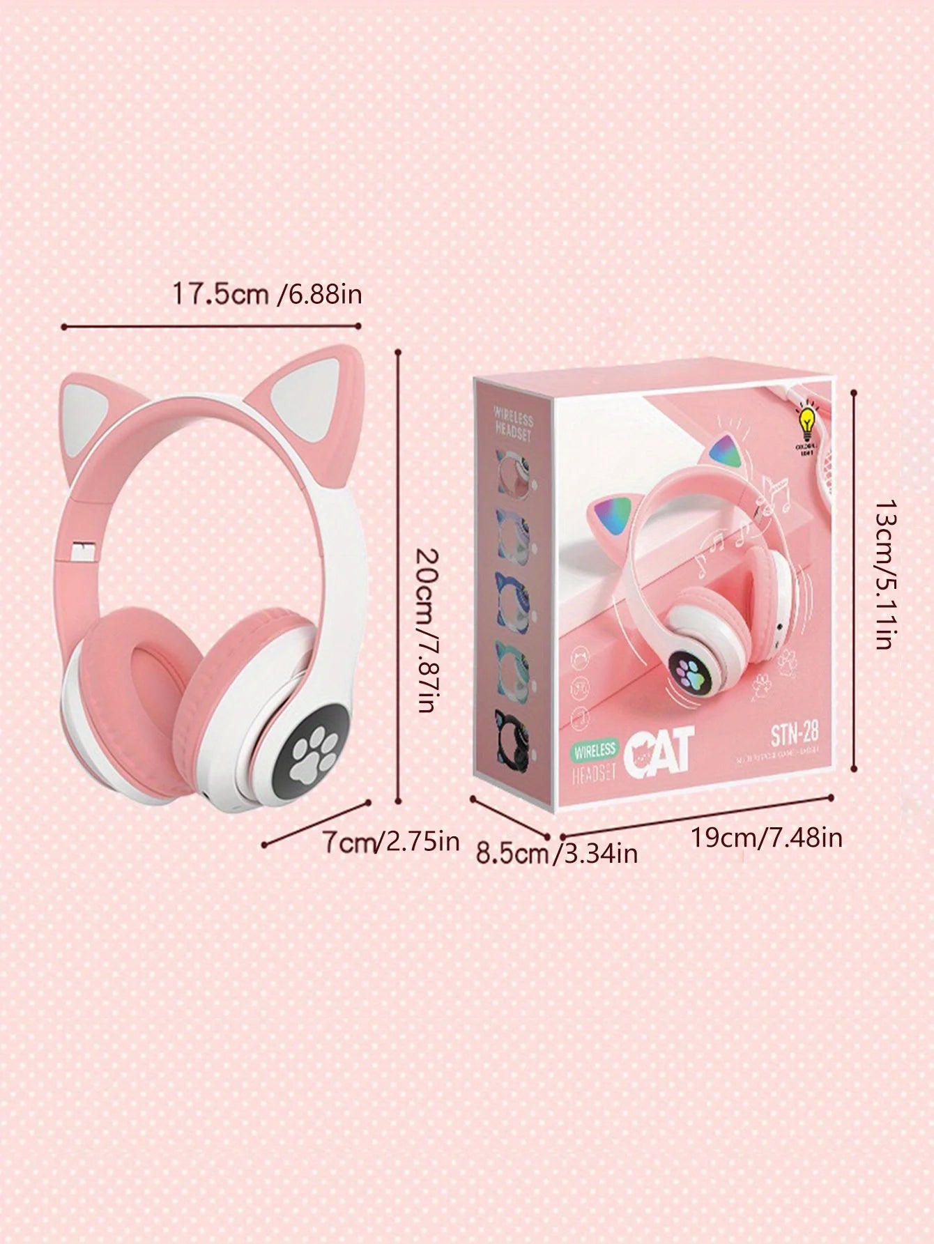 Cuffie Wireless Per Gatti Con Orecchie Di Gatto RGB Microfono Cancellazione Del Rumore Musica Stereo Regalo Ideale