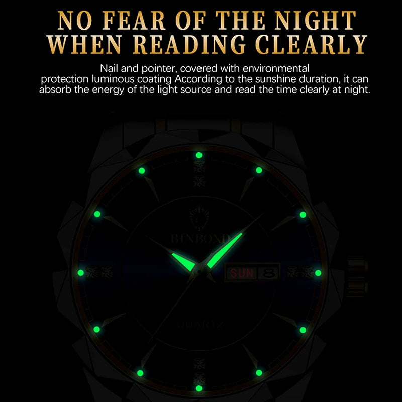 Orologio Da Donna BinBong Quarzo Di Lusso In Acciaio Inossidabile Data Luminosa Impermeabile Regalo Per Fidanzata
