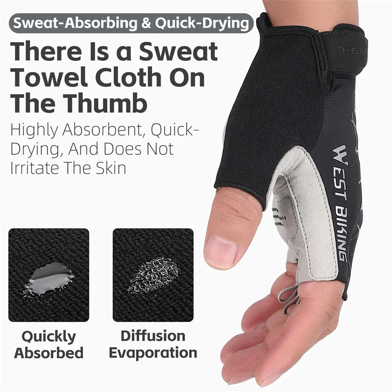 West Biking Guanti da Ciclismo Mezze Dita Con Motivo Ragni Cool Spider Estivo MTB Guanti da Strada Touch Screen