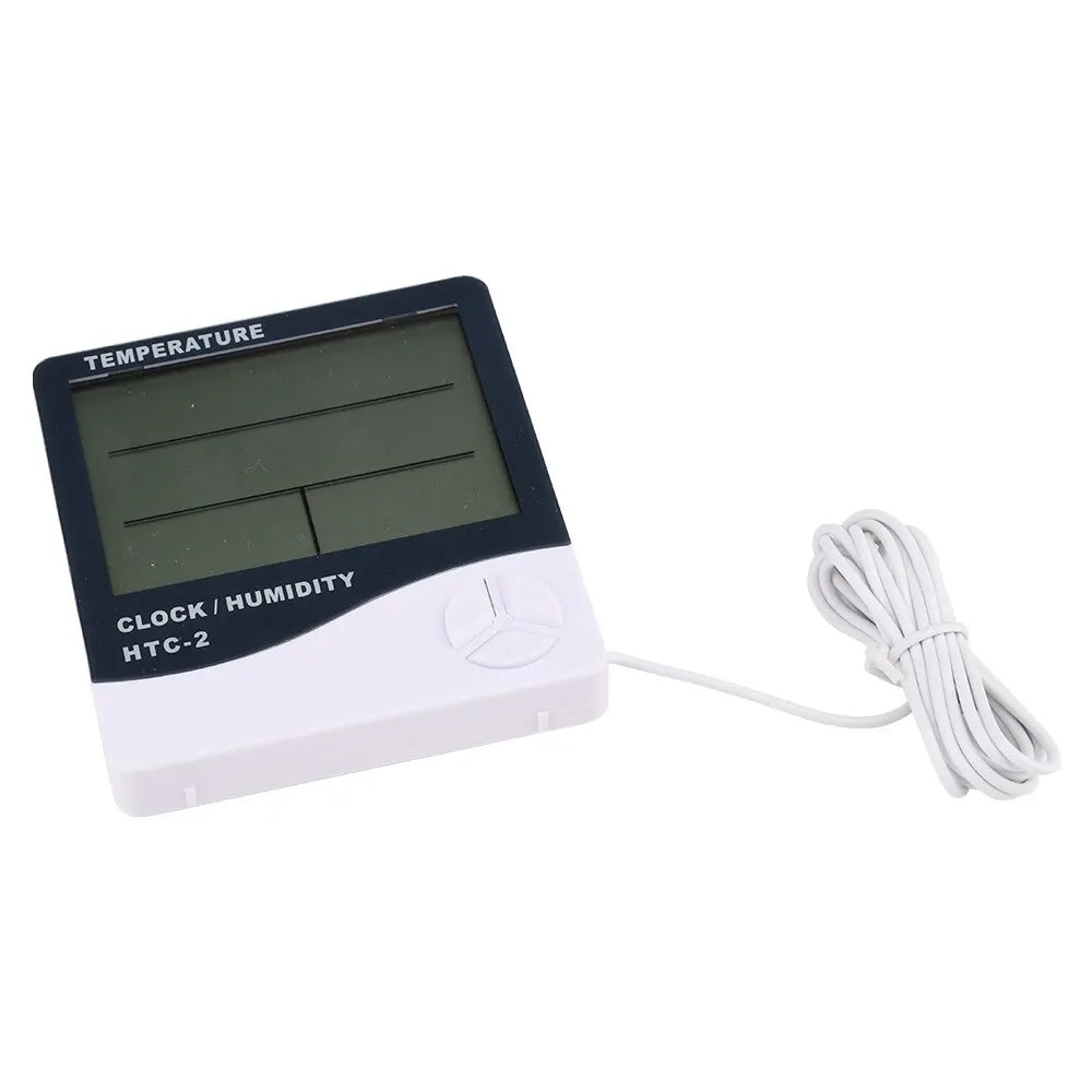 Stazione Meteorologica HTC2 Con Igrometro Digitale Termometro E Orologio LCD Interna Ed Esterna