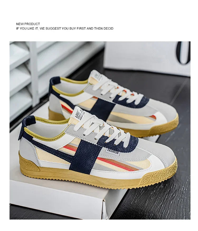 Scarpe Casual Uomo Traspiranti In Tela Versione Aggiornata Primavera Estate Punta Tonda Fodera In Poliestere