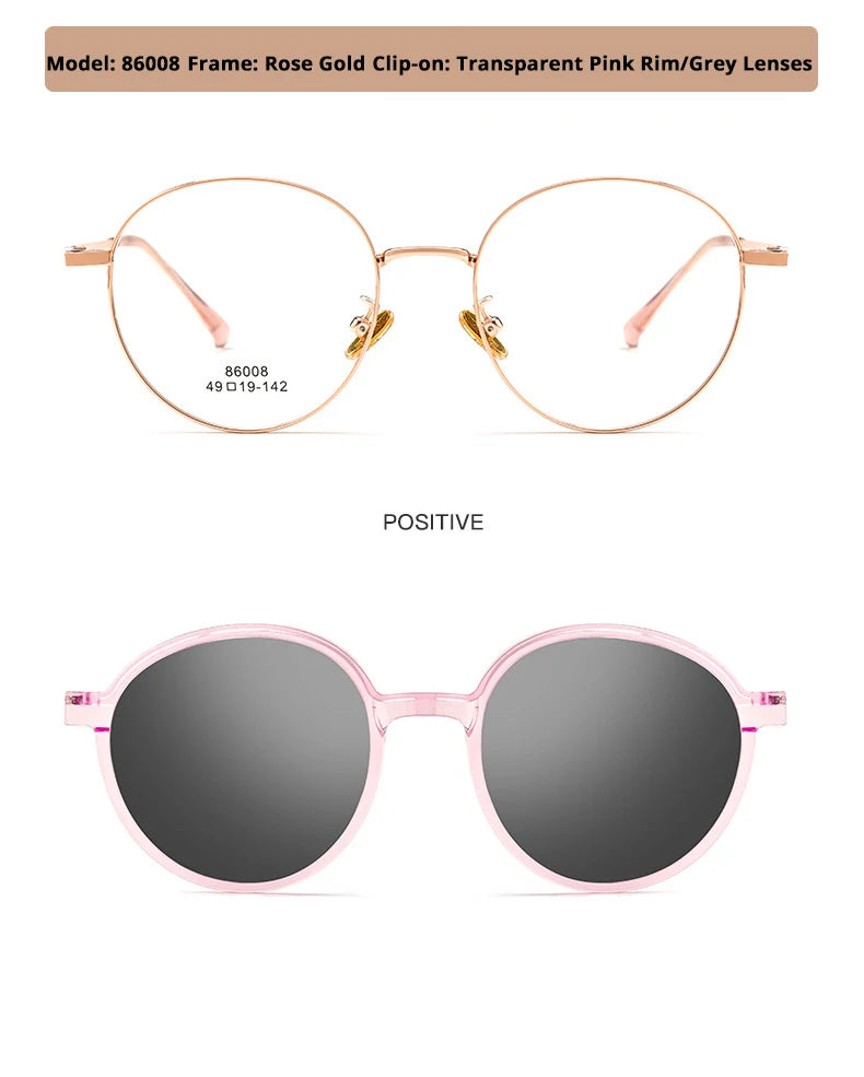 Occhiali Da Sole Polarizzati Da Donna Con Clip In Titanio Montatura Rotonda Femminile