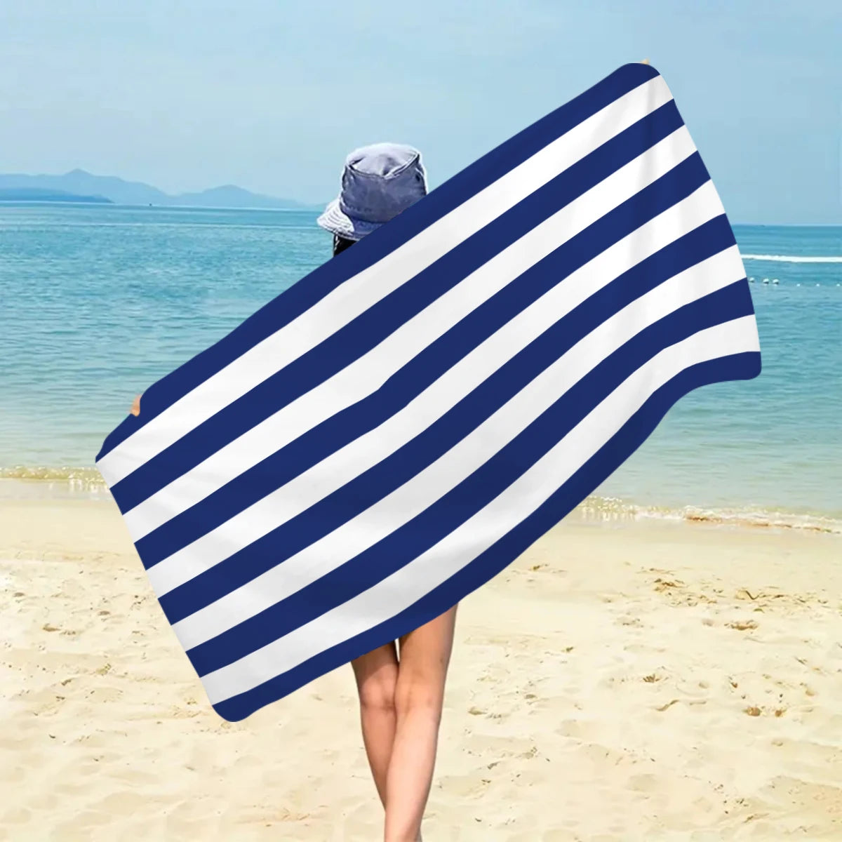 Telo Mare A Righe, Asciugamano In Microfibra Ad Asciugatura Rapida Per Vacanze Spiaggia