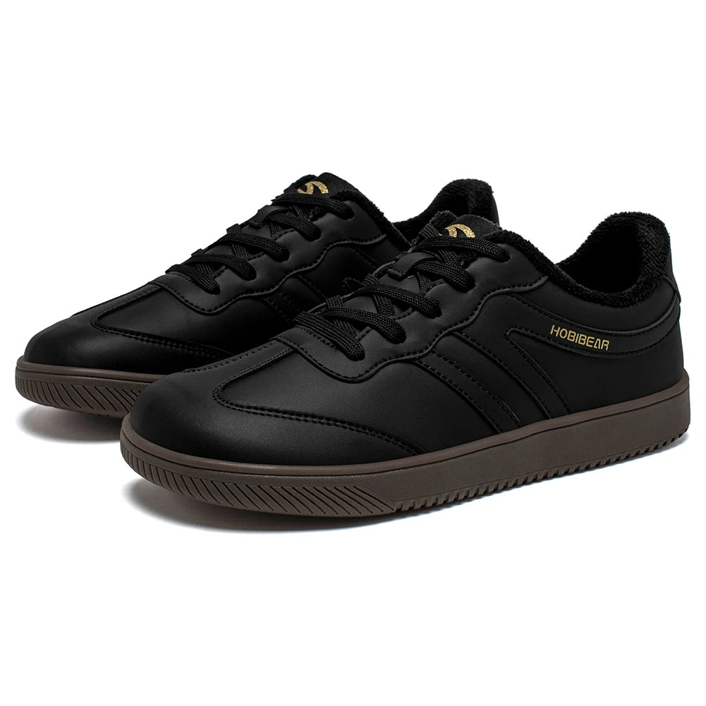 Hobibear Scarpe Da Ginnastica Unisex A Punta Larga In Pelle Artificiale Foderate In Pelliccia Sintetica Retrò Stringate
