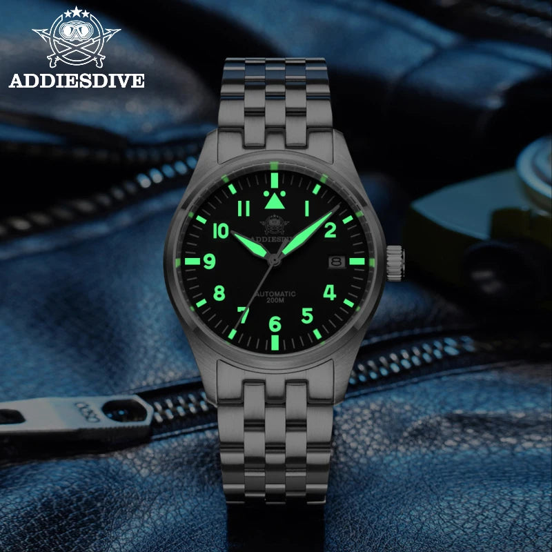 Orologio Meccanico Con Zaffiro 39mm Movimento 8215 Giappone Automatico Da Uomo Impermeabile 200m Luminoso Pilota Retrò
