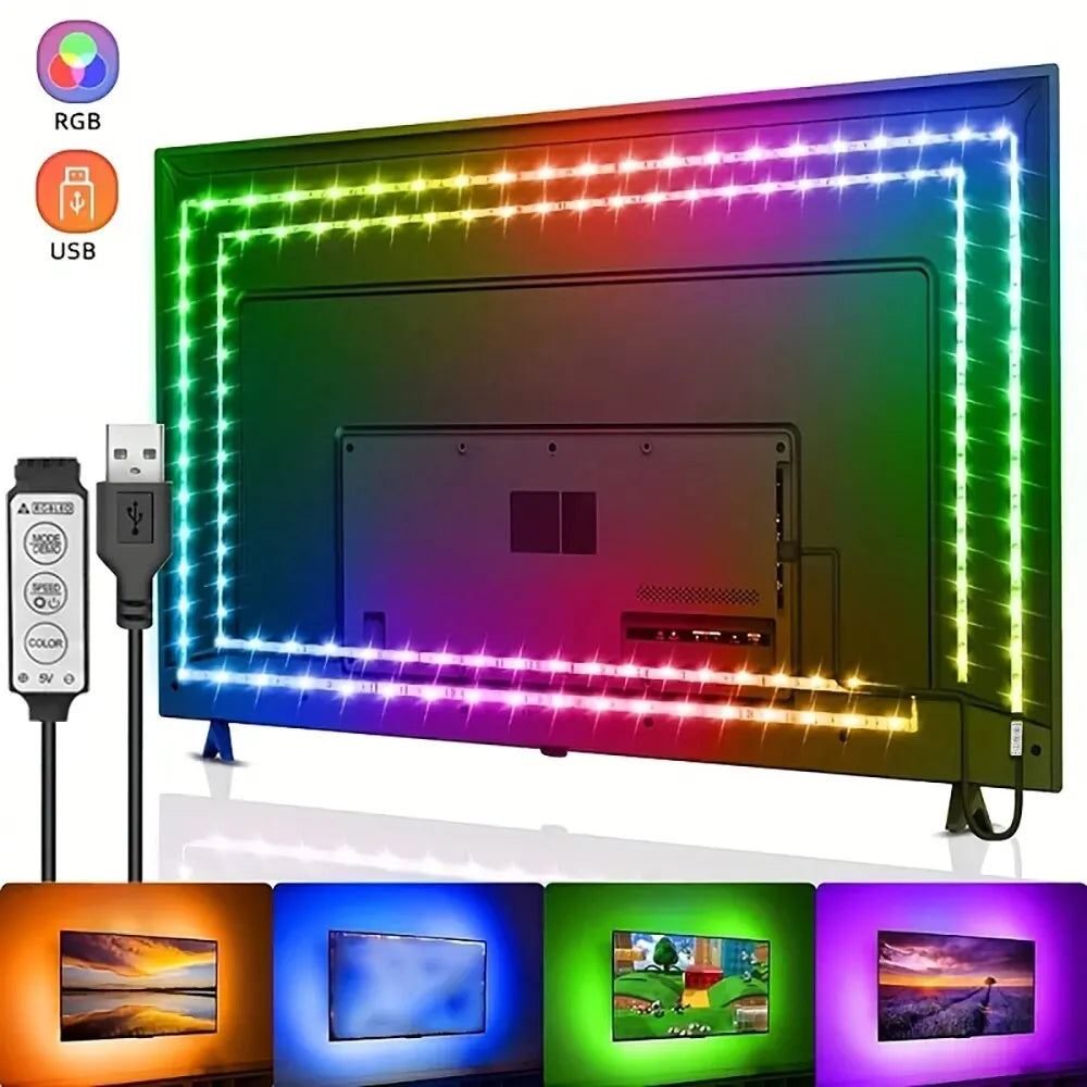Striscia LED Per TV Controllo A 3 Tasti USB 5V Retroilluminazione TV Nastro Flessibile Decorazione Per Feste