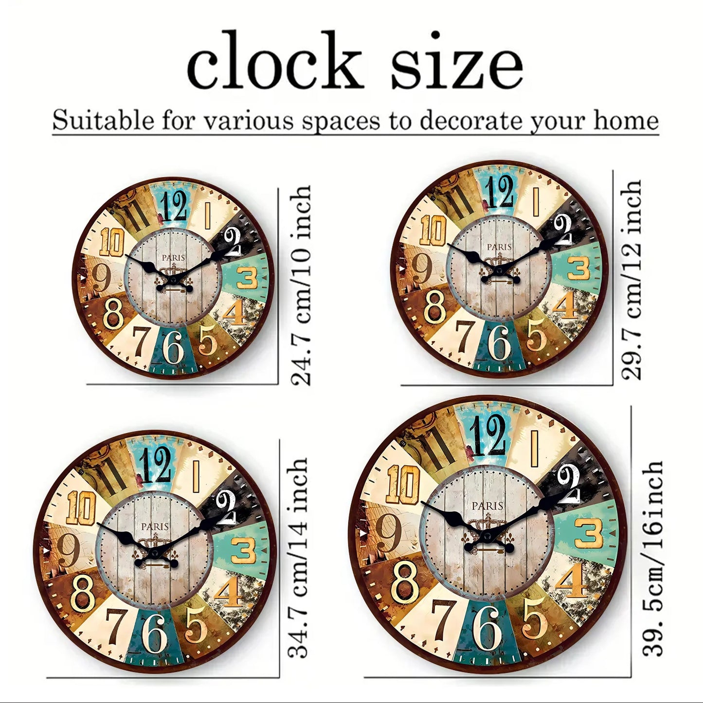 Orologio Da Parete In Legno Mediterraneo Retrò Silenzioso Quarzo Decorazione Casa Misure 10 12 14 16 Pollici Regalo