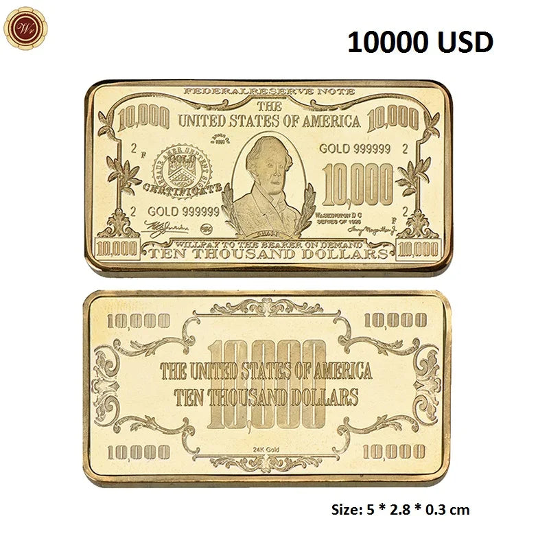 Barra Placcata Oro 24K E Argento Design Dollaro USA Moneta Souvenir Da Collezione Regalo Per Uomo