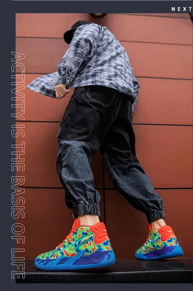Scarpe Da Basket Da Uomo Allenamento Sul Campo Traspiranti In Mesh Antiscivolo Mid Cut Design Lussuoso