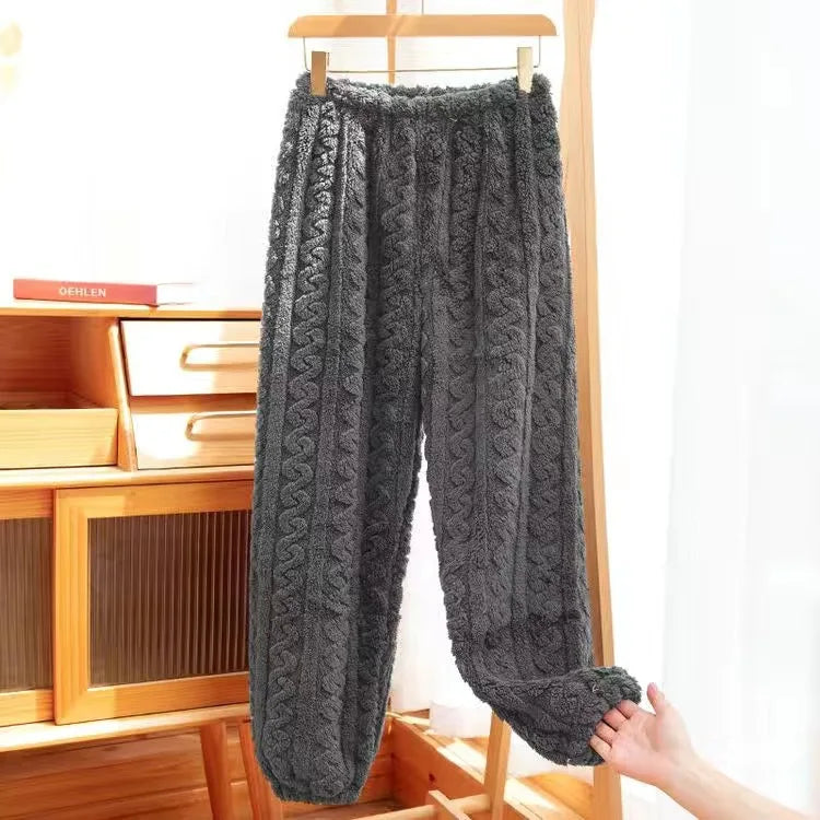 Pantaloni Da Notte Da Donna In Pile Di Corallo Peluche Caldo Autunno Inverno Pigiama Morbido E Confortevole