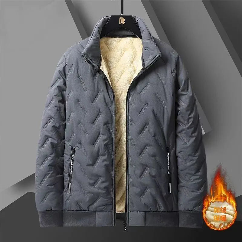 Cappotto Uomo In Velluto Di Agnello Foderato Autunno Inverno Colletto Intagliato Con Tasche Elegante