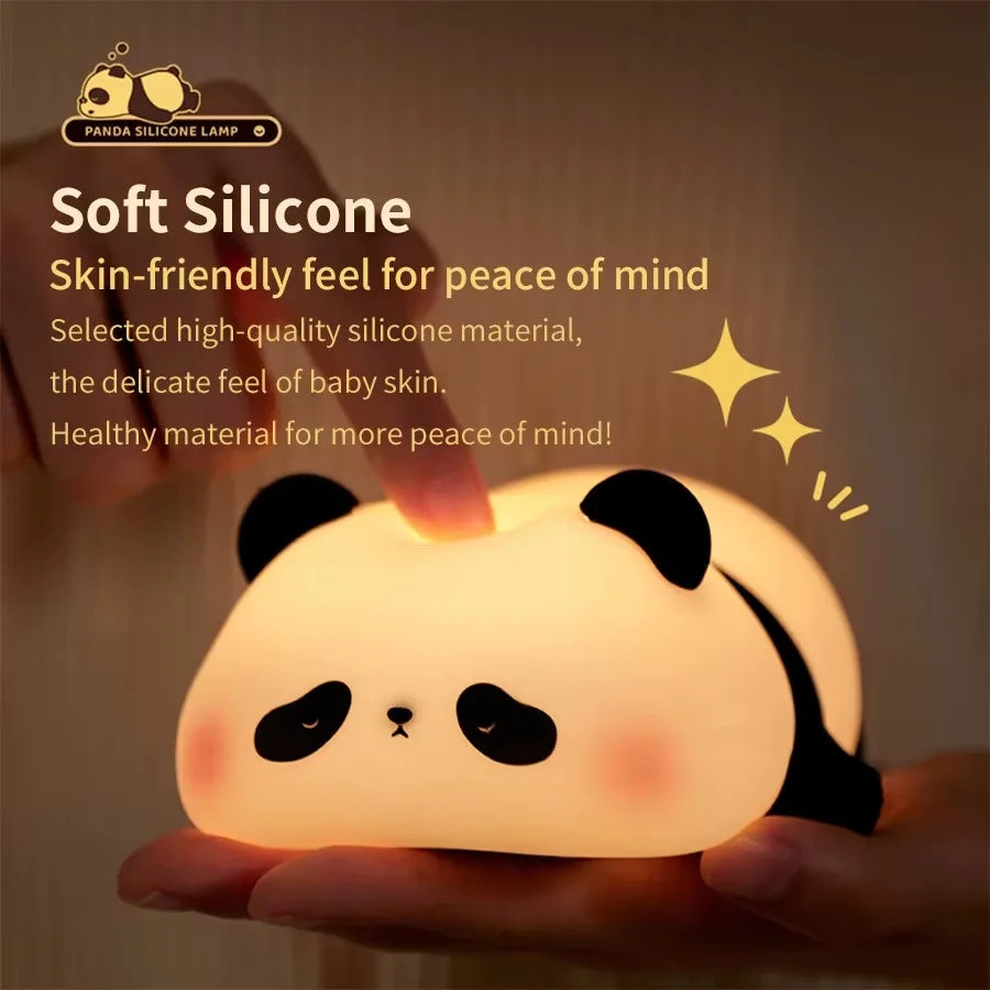 Lampada Notturna Panda Ricaricabile con Sensore Touch Silicone Dimmerabile Led per Comodino per Bambini Regalo
