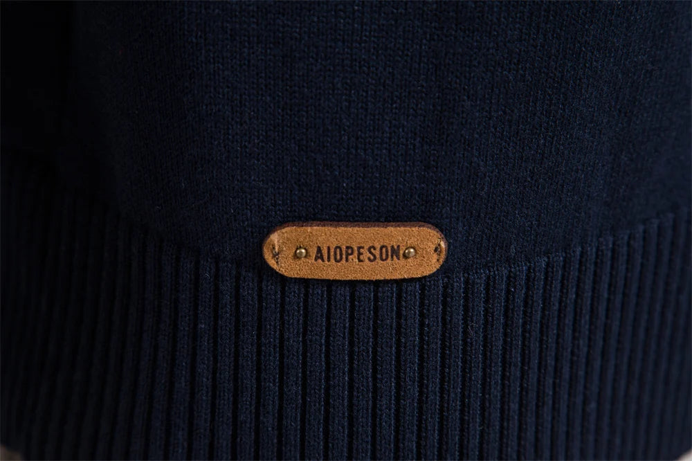 Maglione Patchwork Uomo AIOPESON Con Cerniera Zip Cotone Caldo Invernale Casual Confortevole