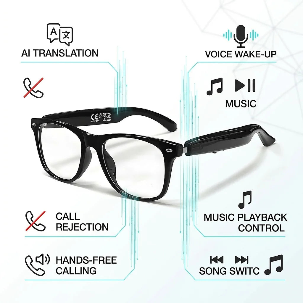 Occhiali Audio Intelligenti Senbono 2026 Traduzione AI Oltre 100 Lingue Chiamate Bluetooth Musica Occhiali Da Sole
