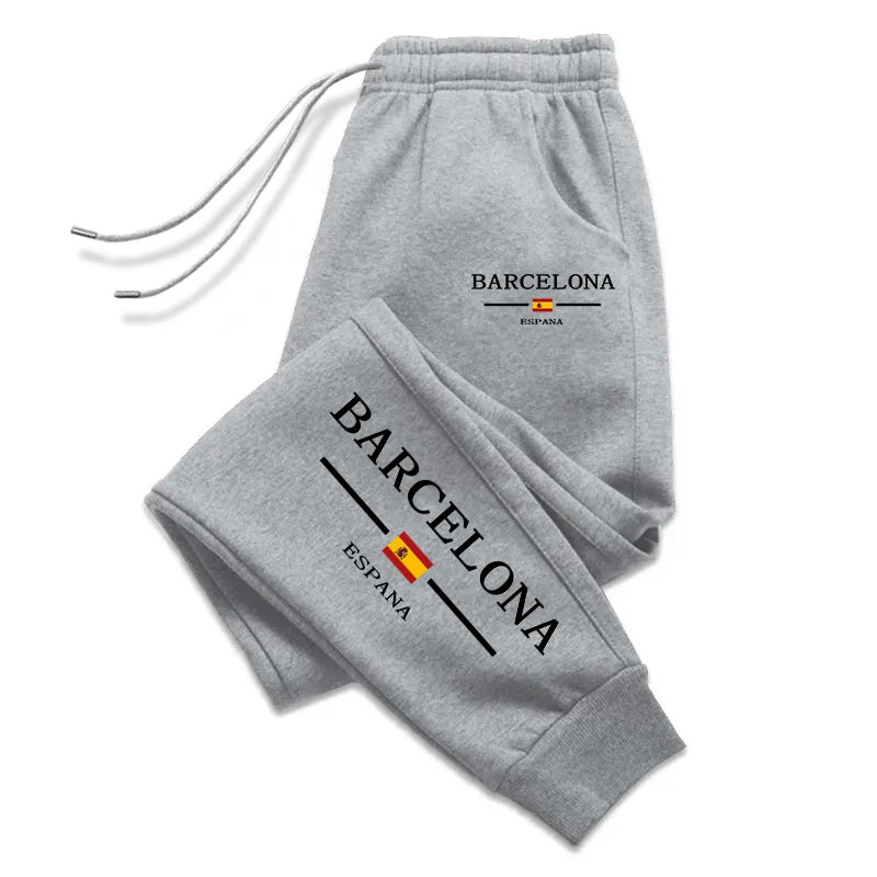 Pantaloni Sportivi Casual Quattro Stagioni Da Uomo Pantaloni Lunghi Da Calcio Stampa Barcellona